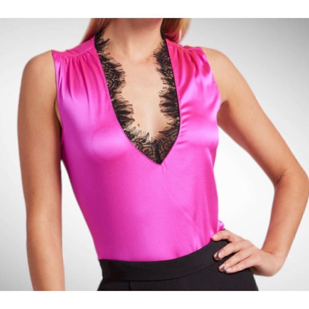 Generation Love 95% Silk Callie Lace Combo Tank in Black Size M